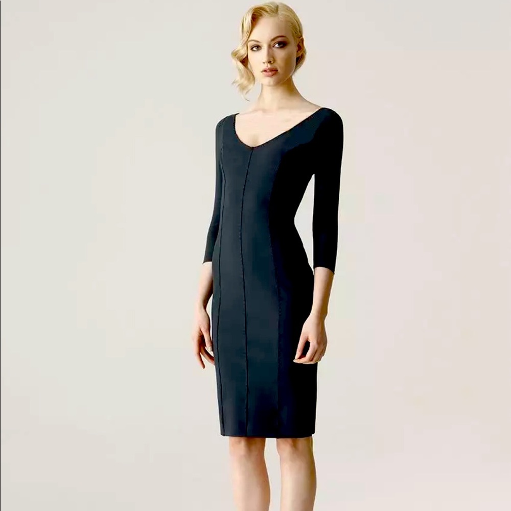 $750 CHIARA BONI BLACK PENCIL BODYCON MIDI DRESS M